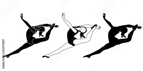 Flat design gymnast, gym girl  silhouette illustration. Gymnastics. Isolated vector