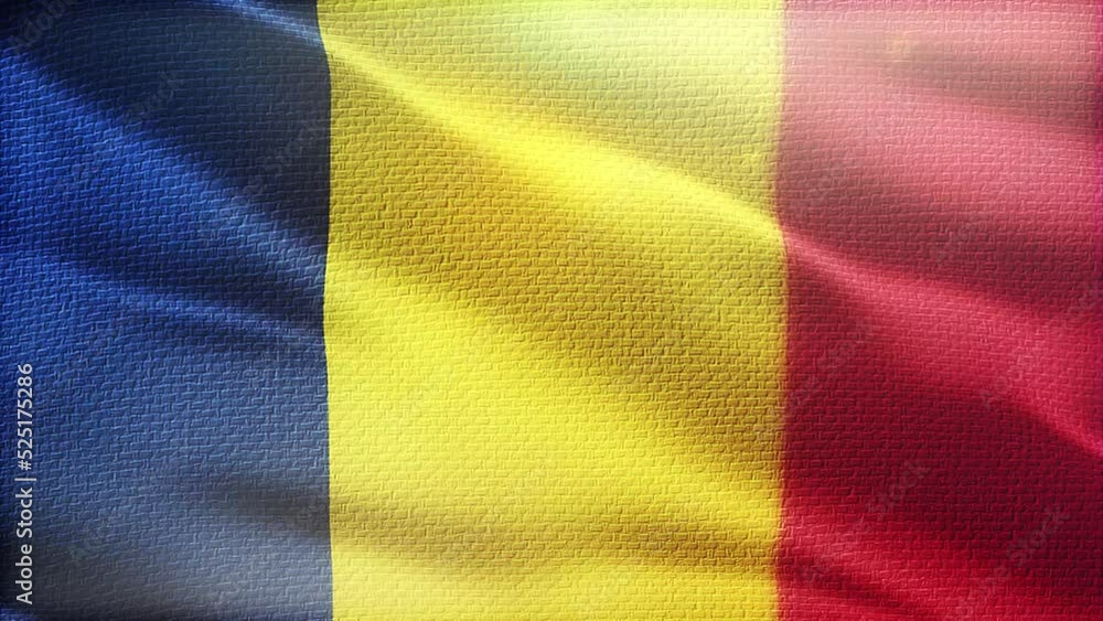 Flag of Chad. Beautiful detailed texture fabric waving in the wind. Flag of Chad. Beautiful detailed texture fabric waving in the wind.