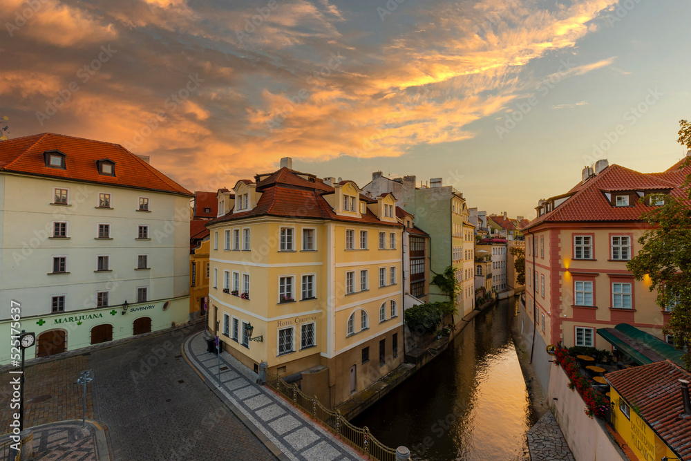 Certovka River view in Prague City.