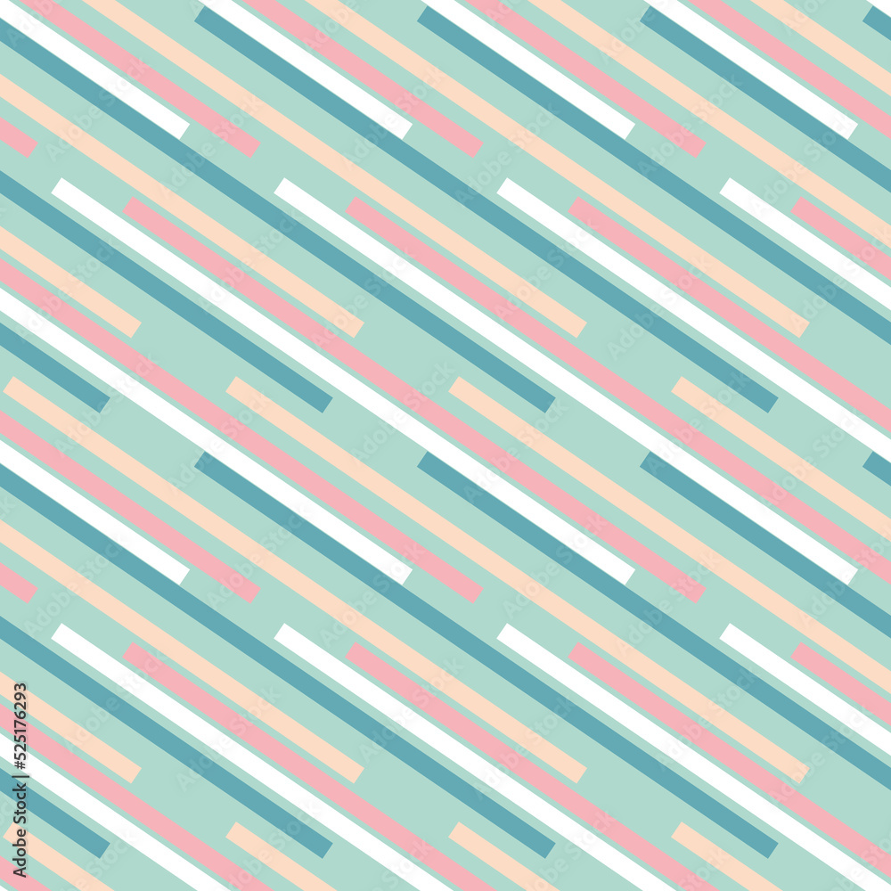Contrasting geometric seamless pattern with rectangular stripes, green pink mint pastel background