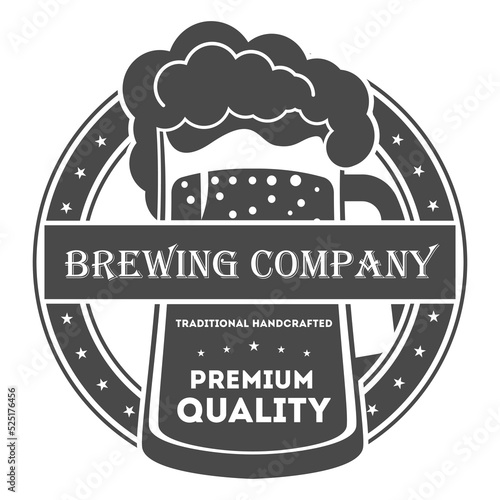 Beer pub vintage isolated label vector illustration. Brewing company symbols. Best craft beer premium quality icon. Fresh brewed product. Beer glass symbol