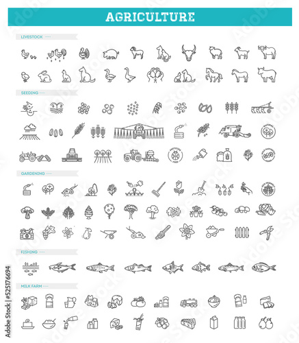 Agricultural and farming . Farm vector icons photo