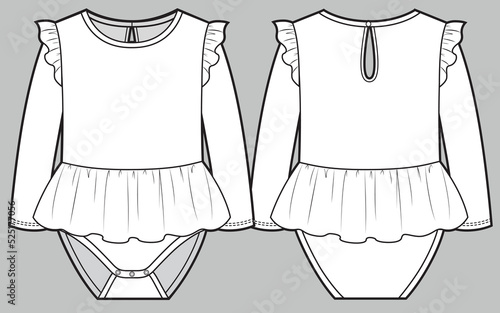 Bodisuit with long sleeves and skirt for baby girls
