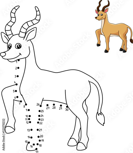 Dot to Dot Antelope Coloring Page for Kids