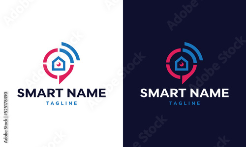 A Smart Home Technology Logo Design Can Be Used For Home Wifi Service Or Internet Service Providers Also The Is Suitable For Remote Control Home Security