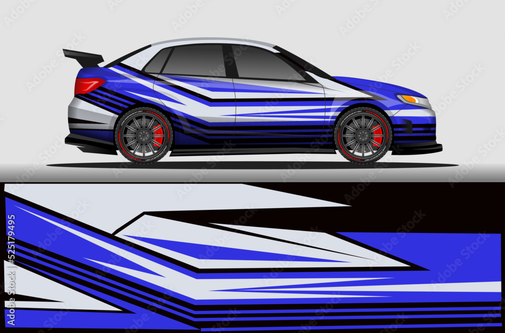 Car livery wrap decal, rally race style vector illustration abstract background Car livery wrap decal, rally race style vector illustration abstract background
