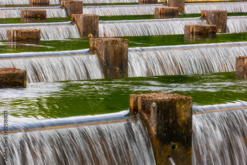 Close up of weir dam on the South Holston River in Tennessee
