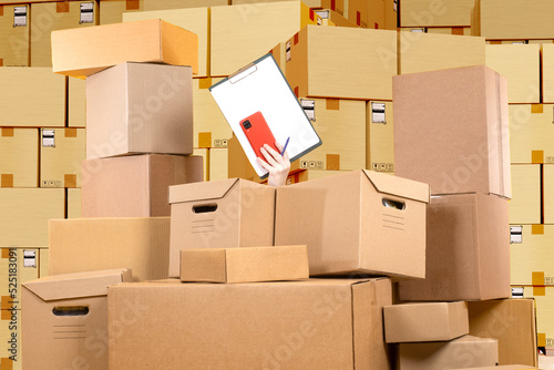 Stocktake at warehouse. Wom...