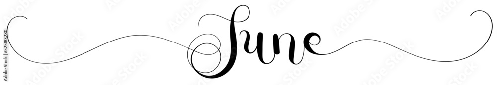 Hello JUNE Ornaments . JUNE month text lettering vector. Illustration month June calendar - obrazy, fototapety, plakaty 