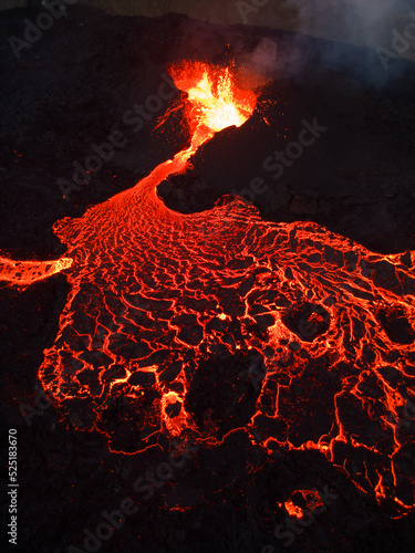 Iceland volcano eruption Meradalir with lava
