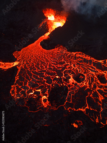 Iceland volcano eruption Meradalir with lava