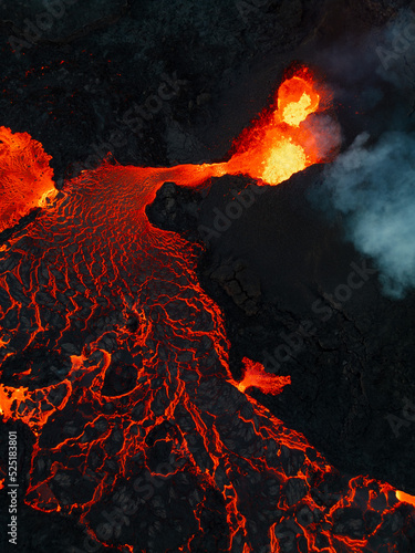 Iceland volcano eruption Meradalir with lava