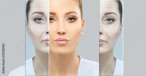 Photo Effects of ageing,Frown scowl lines ,Nasolabial folds,Neck ,Under eye circles,neck lines