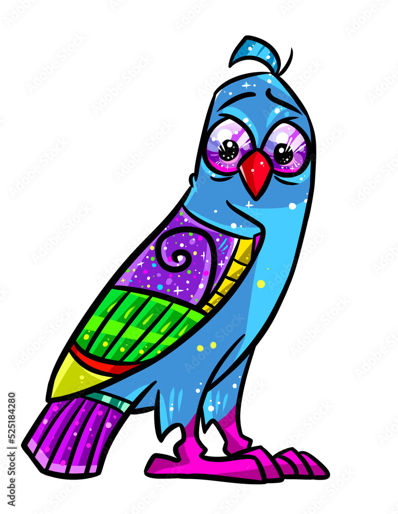 Obraz premium Bird folklore pattern image character surprise clipart cartoon illustration
