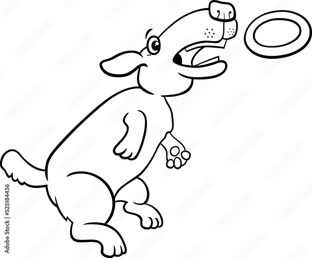 cartoon dog catching a ring toss toy coloring page cartoon dog catching a ring toss toy coloring page