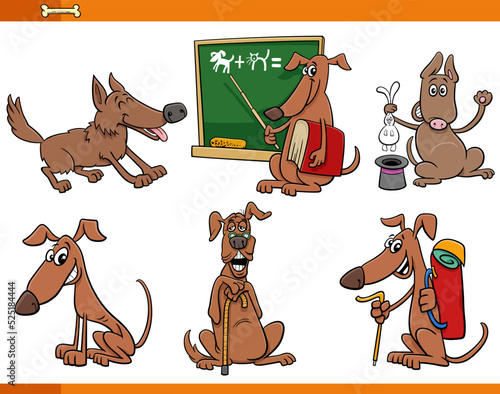 cartoon dogs and puppies animal funny characters set