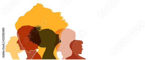 Banner background of human profile silhouette, vector illustration	