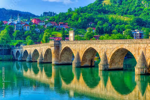 Mehmed pasha Sokolovic bridge in Visegrad, Bosnia and Herzegovina. photo