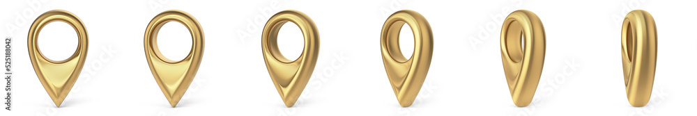 Golden map pointer collection 3D