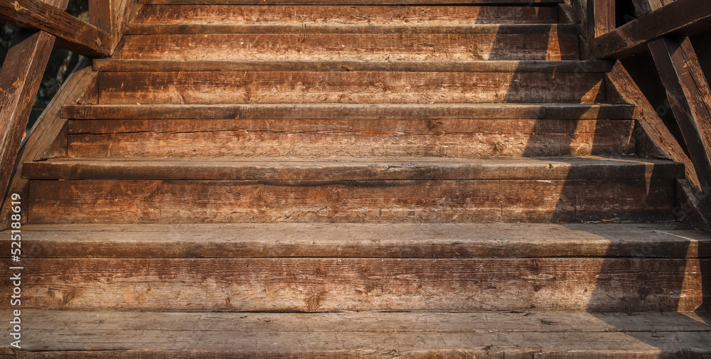 Wooden stairs and railings as an old-fashioned background Wooden stairs and railings as an old-fashioned background