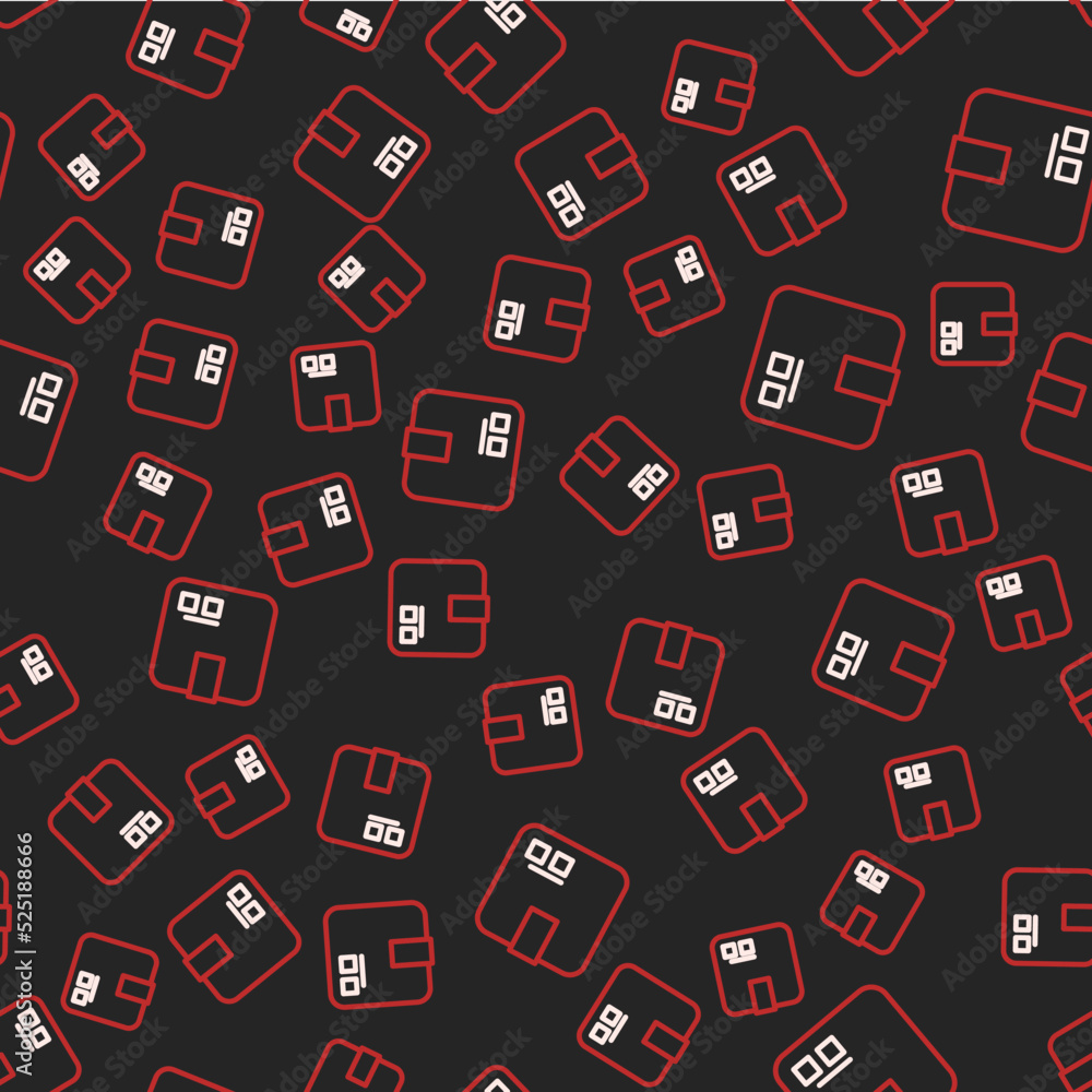 Line Carton cardboard box icon isolated seamless pattern on black background. Box, package, parcel sign. Delivery and packaging. Vector Line Carton cardboard box icon isolated seamless pattern on black background. Box, package, parcel sign. Delivery and packaging. Vector