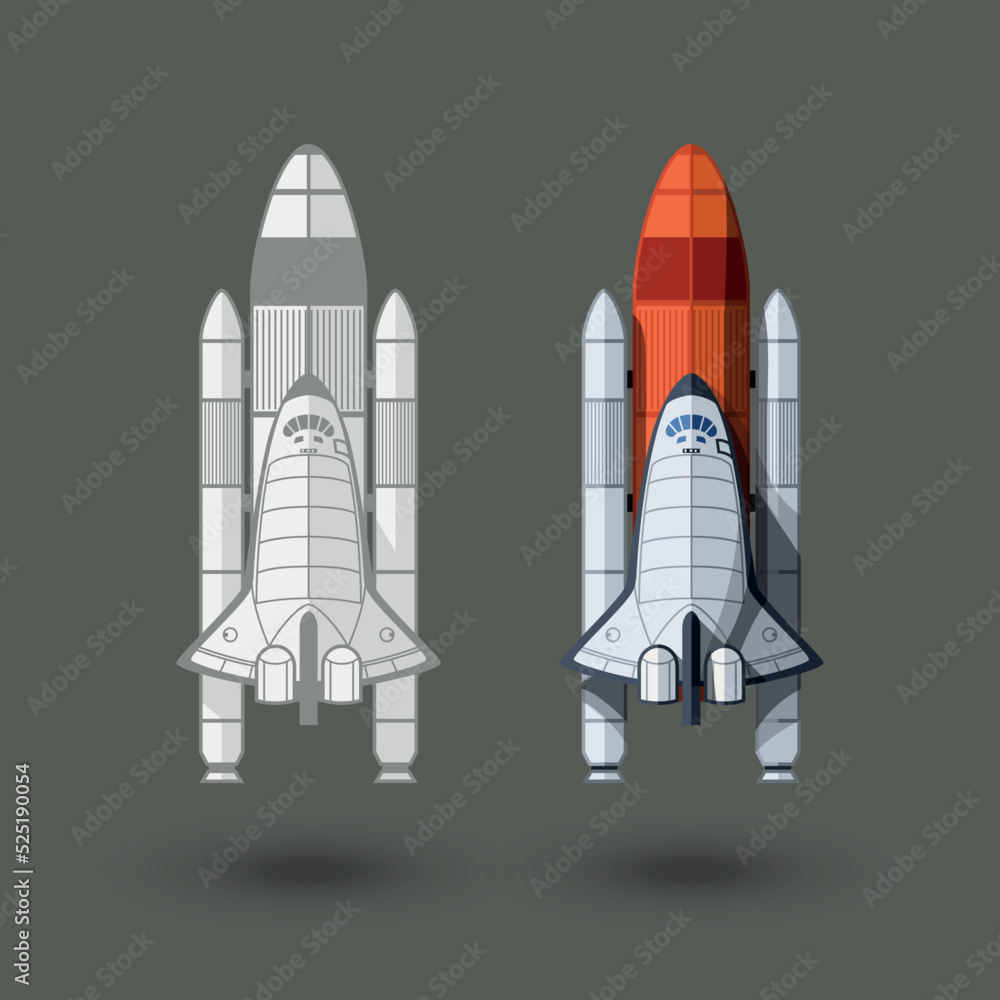 space shuttles two various styles on gray space shuttles two various styles on gray