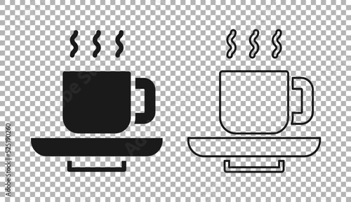 Black Coffee cup icon isolated on transparent background. Tea cup. Hot drink coffee. Vector