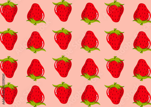 illustration of a red strawberry with a faint red background