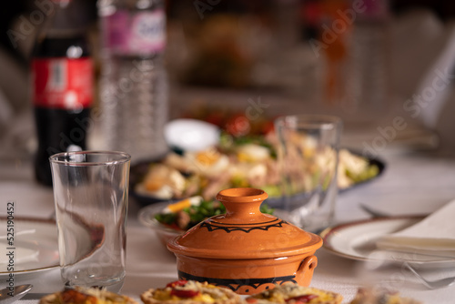 various traditional Tunisian dish with various ingredients of the country. © skazar