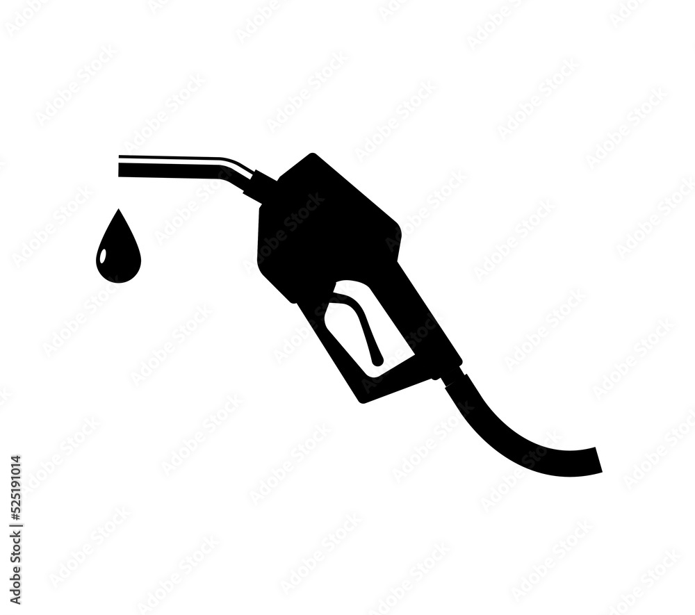 Fuel pump petrol icon drop hanging. Gas pump gun logo vector pipe
