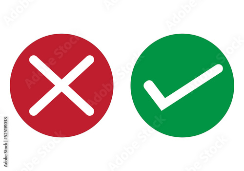 green tick and red cross vector illustration