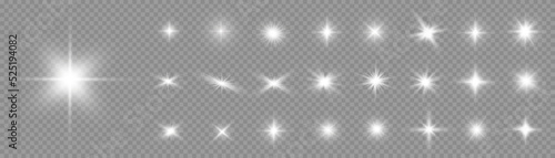Glow bright light star, white sun rays, sunshine.
