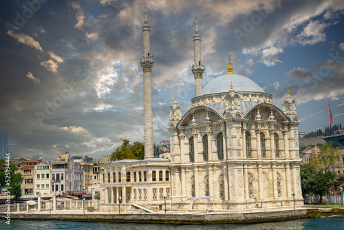 Fotografiet View of Ortaköy Mosque from the Bosphorus in Istanbul