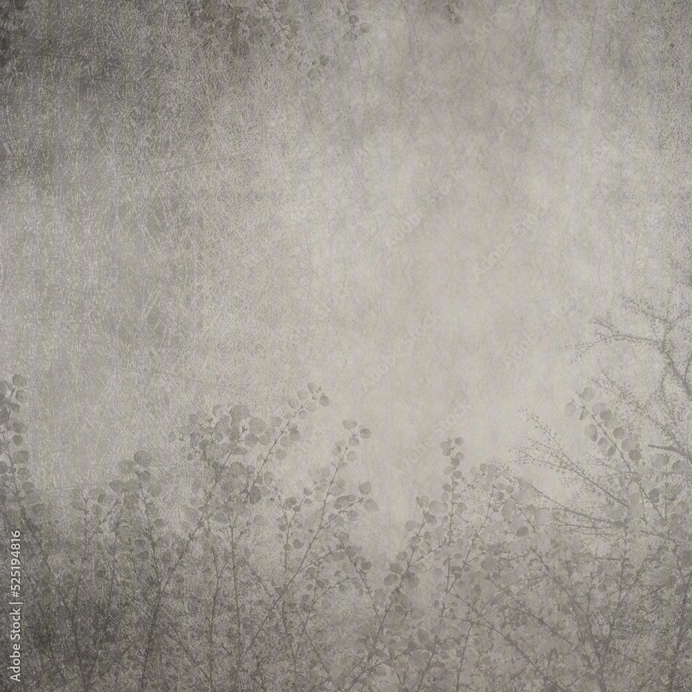 Naklejka premium 植物のあるグレーの背景