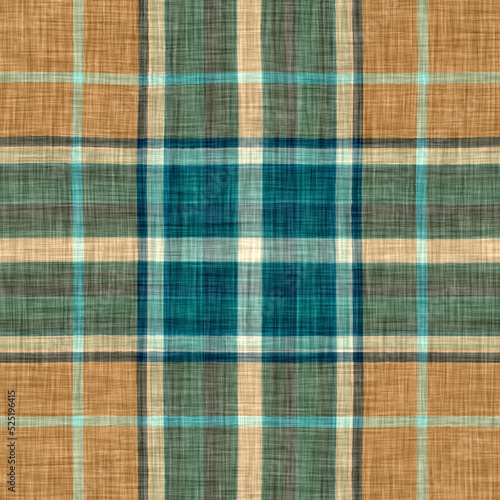 Teal rustic coastal beach house check fabric tile. Seamless sailor flannel textile gingham repeat swatch.