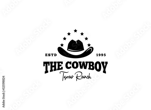 The Cowboy logo in vintage style. Hat cowboy logo vector. 