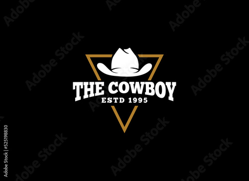 The Cowboy logo in vintage style. Hat cowboy logo vector. 