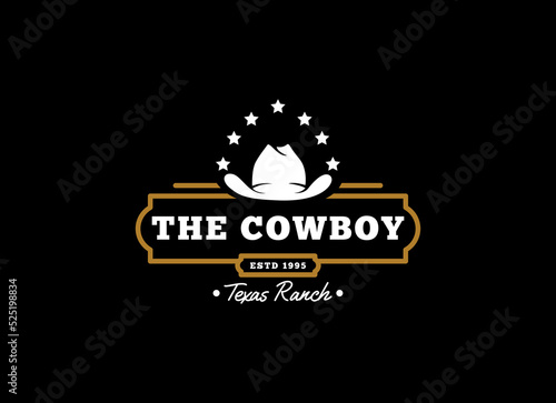 The Cowboy logo in vintage style. Hat cowboy logo vector. 