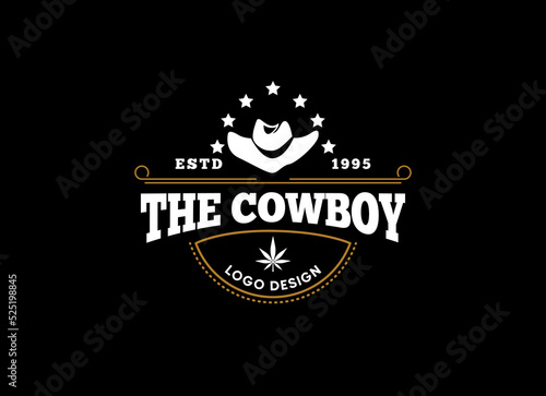 The Cowboy logo in vintage style. Hat cowboy logo vector. 