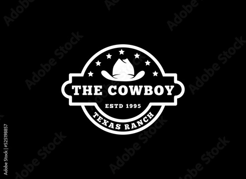 The Cowboy logo in vintage style. Hat cowboy logo vector. 