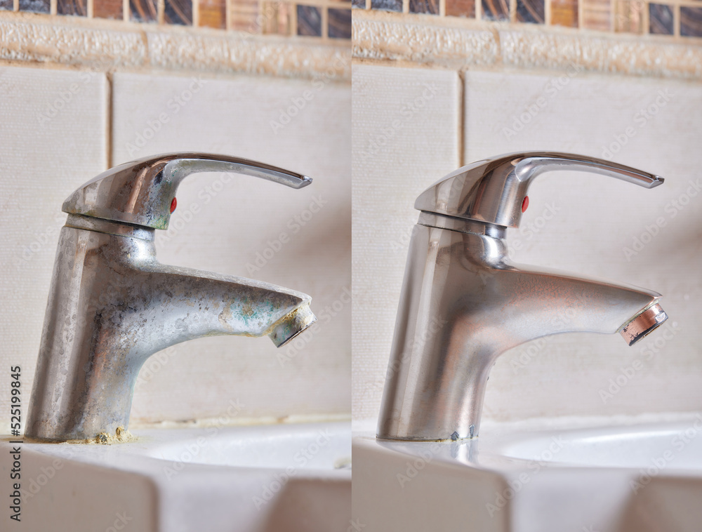 Compare image before after cleaning with special detergent of the