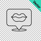 Black line Smiling lips icon isolated on transparent background. Smile symbol. Vector