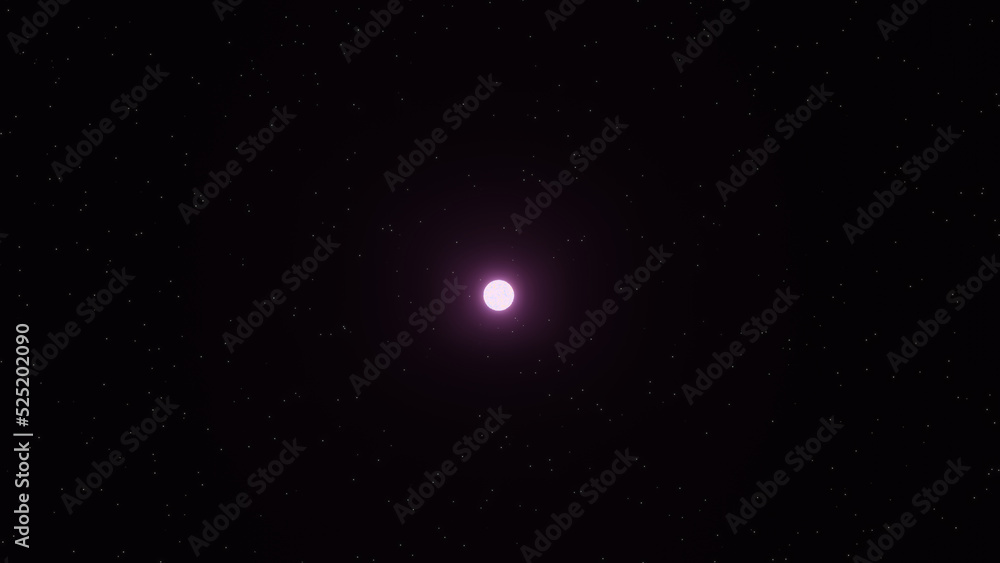 A bright neutron star with star field background (3D Rendering)