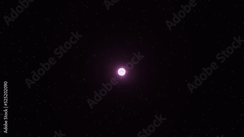 A bright neutron star with star field background  3D Rendering 