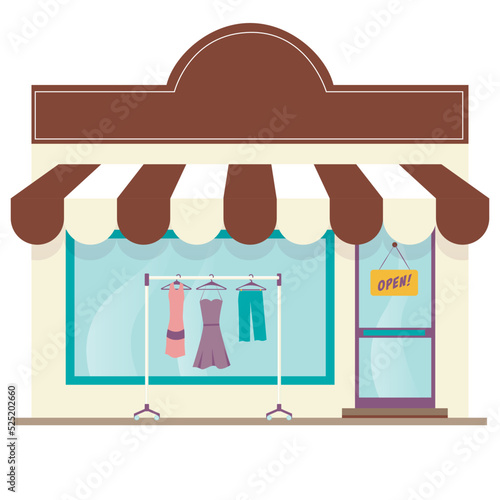 Clothing retail storefront vector illustration isolated graphic