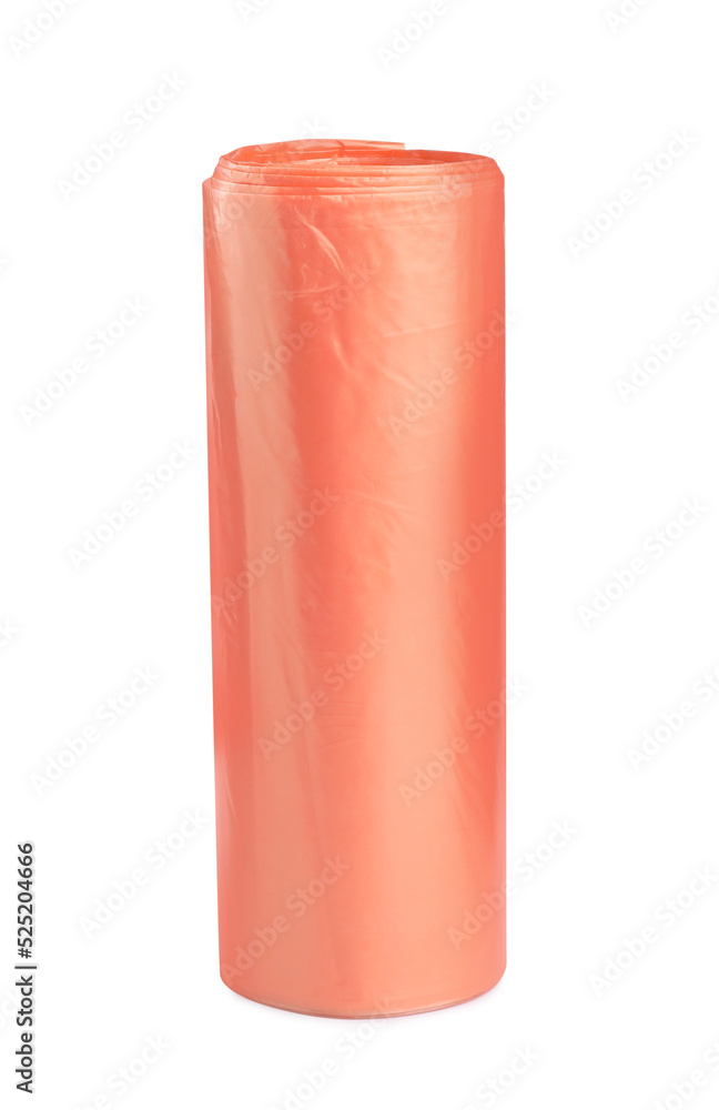 Roll of orange garbage bags isolated on white Roll of orange garbage bags isolated on white