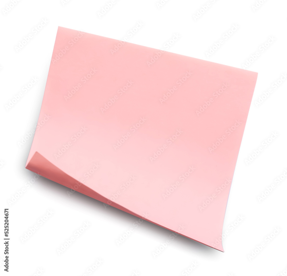 Blank pink sticky note on white background, top view Blank pink sticky note on white background, top view