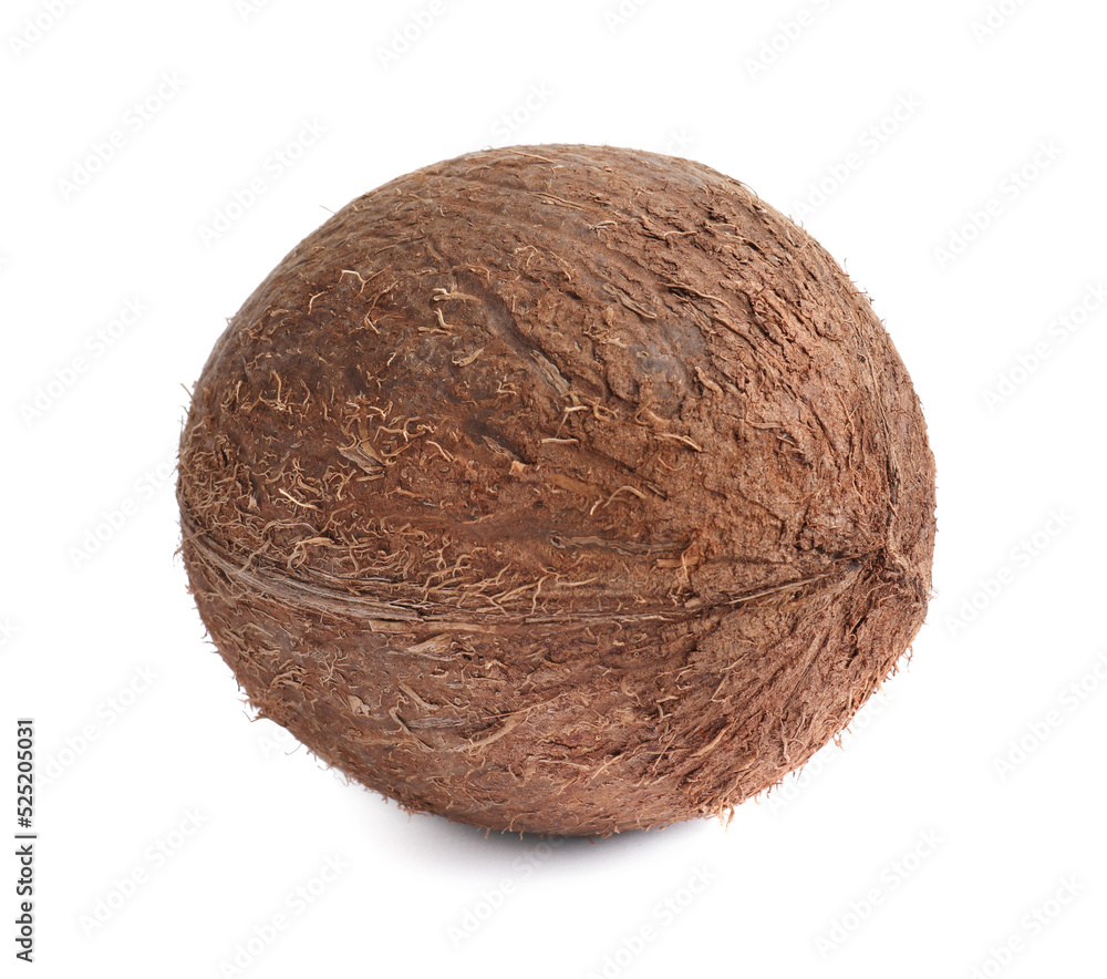 Fresh ripe whole coconut isolated on white