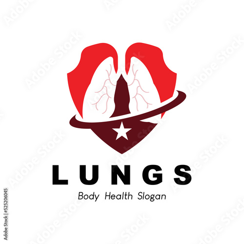 Lungs Logo Design, Body Organ Health Care Vector Illustration