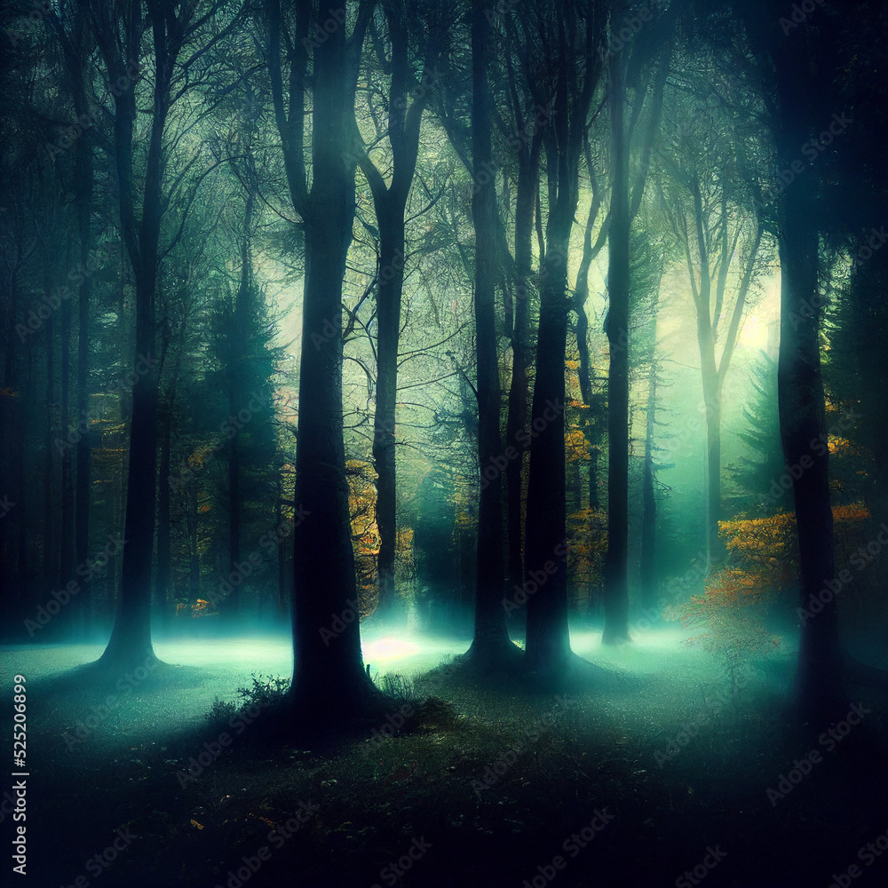Fototapeta premium foggy forest in the morning